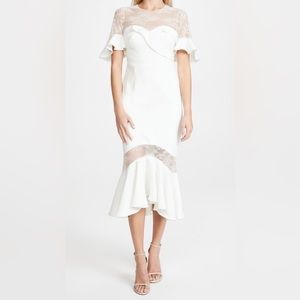 Marchesa Notte Lace Illusion Crepe Cocktail Dress - Ivory - Size 0